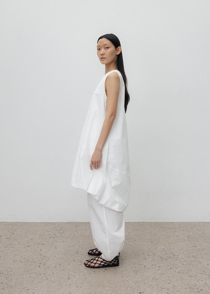 UMARMUNG Crispy Cotton Balloon Hem Dress_White