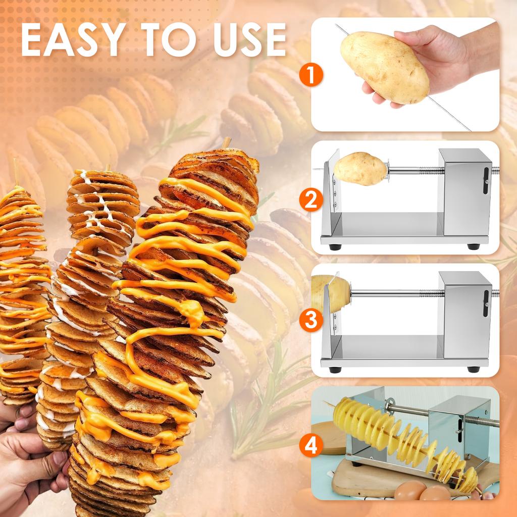 Stainless Steel Twisted Potato Slicer Manual Spiral Potato Cutter Non Slip Design Multifunctional Spiral French Fry Twister Cutter For Home Kitchen Ve