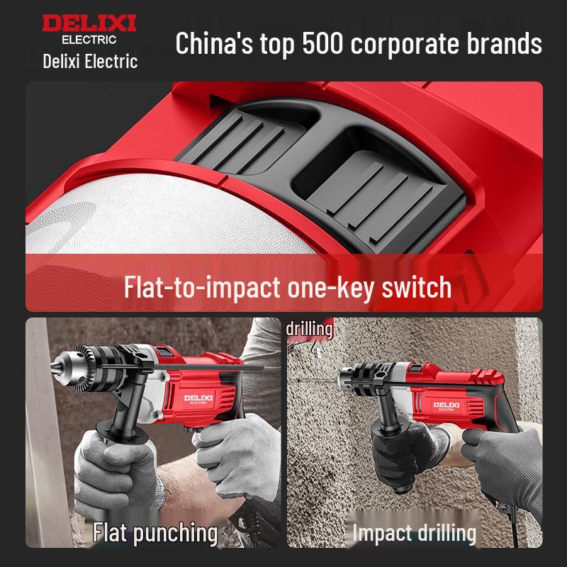 Delixi Multi-functional Electric Drill and Screwdriver, 220V Handheld Hammer Drill for Household Use.