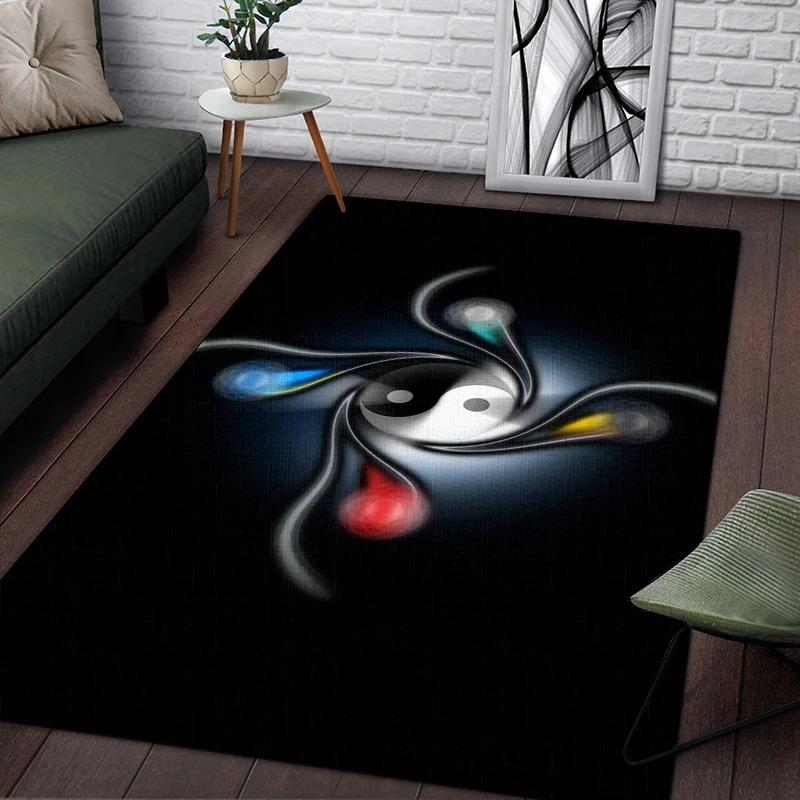 Yin Yang Bagua Area Rug – Tai Chi Symbol Carpet for Living Room, Non-Slip Feng Shui Floor Mat Home Decor