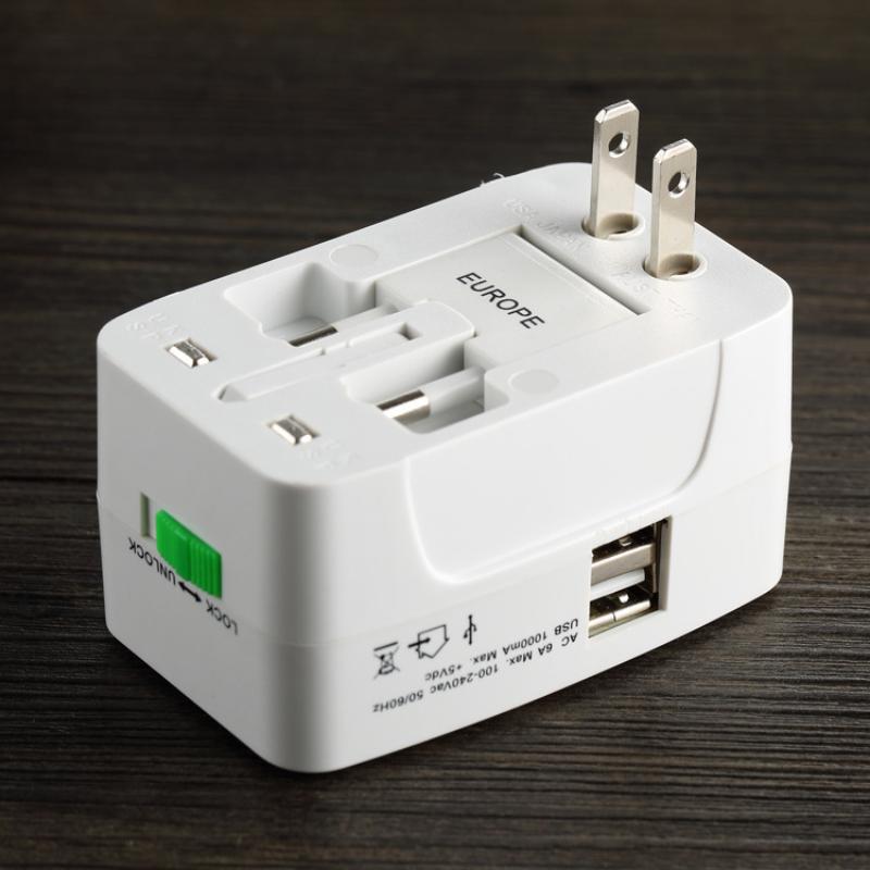1Pcs All In One International Plug Adapter Protable Au Us Uk Eu Converter 2 Usb Type C Ports World Travel Ac Power Charger