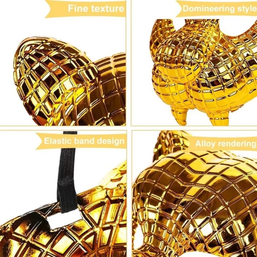 Animal Leopard Face Cover Plastic Golden Full Face Mask with Elastic Bands Adjustable Costume Cosplay Mask Masquerade Props