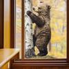 Realistic Cute Bear Window Sticker Transparent Removable Double Sided Glass Wall Decal for Home Shop Window Decor