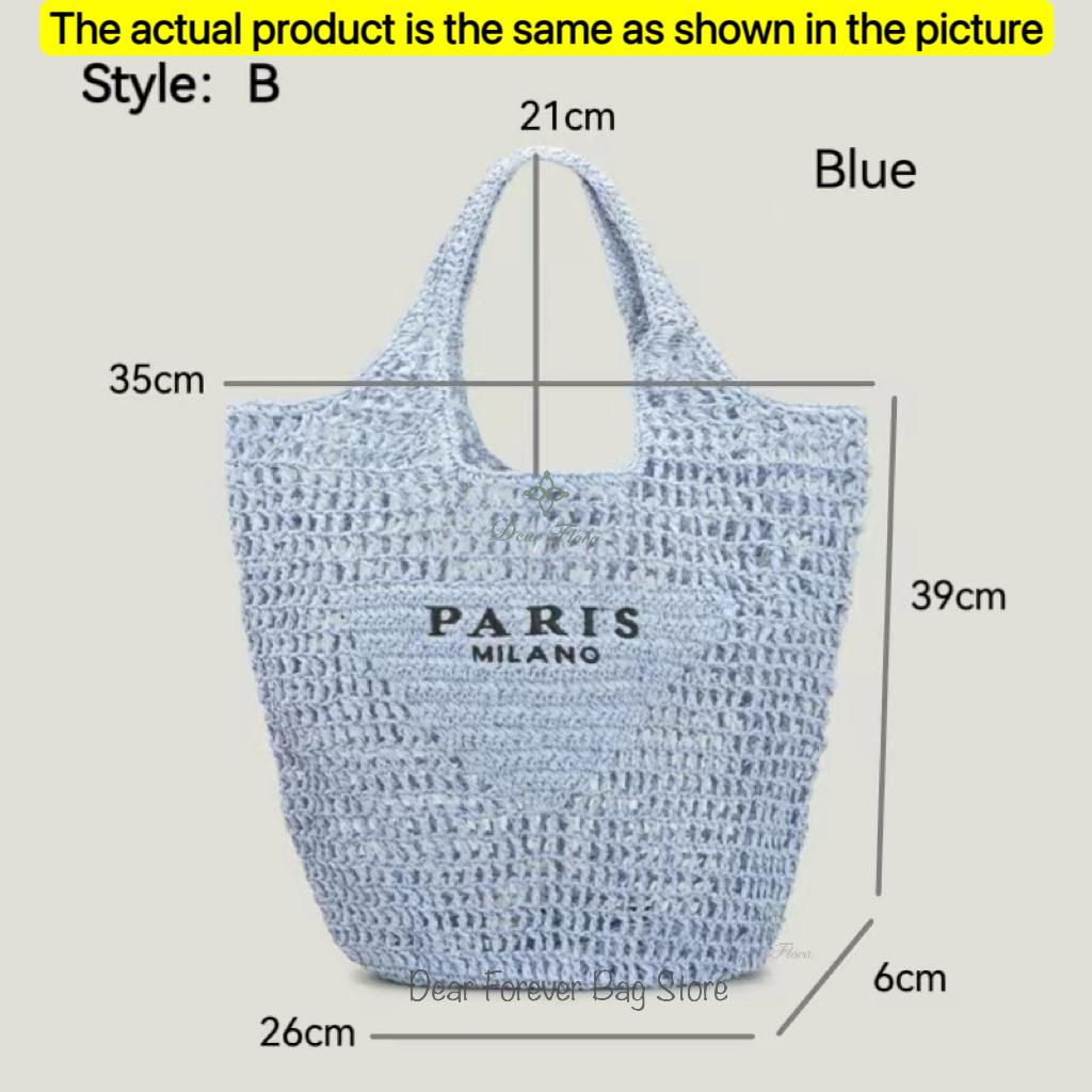 Women'S Fashion Large Capacity Handmade Straw Knitting Tote Bag Summer Travel Beach Shoulder Bags Casual Simple Portable Handbag