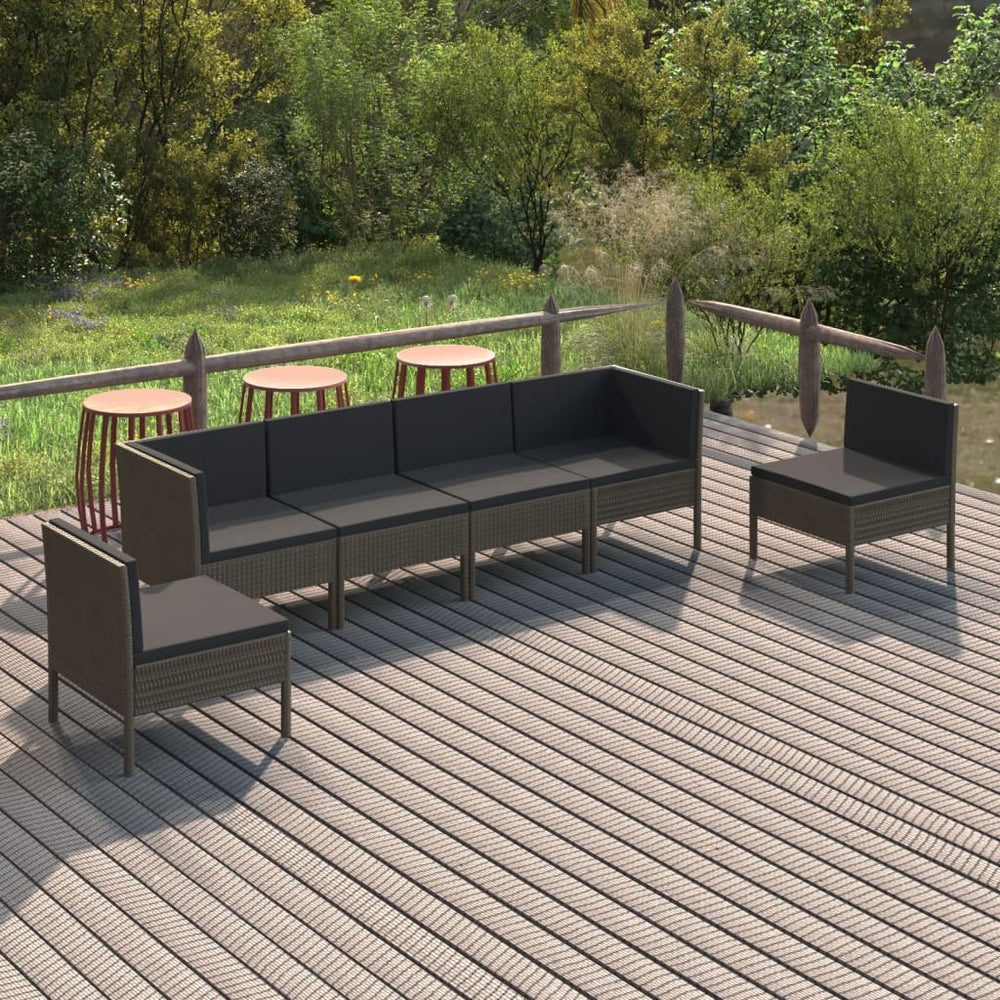 Salon de jardin 6 pcs avec coussins résine tressée