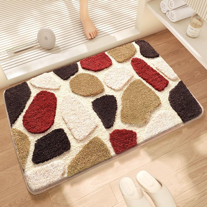 Plush Bath Mat Absorbent Non-Slip Floor Rug Bathroom Entrance Quick Dry Chenille Carpet Korean Style Home Decor