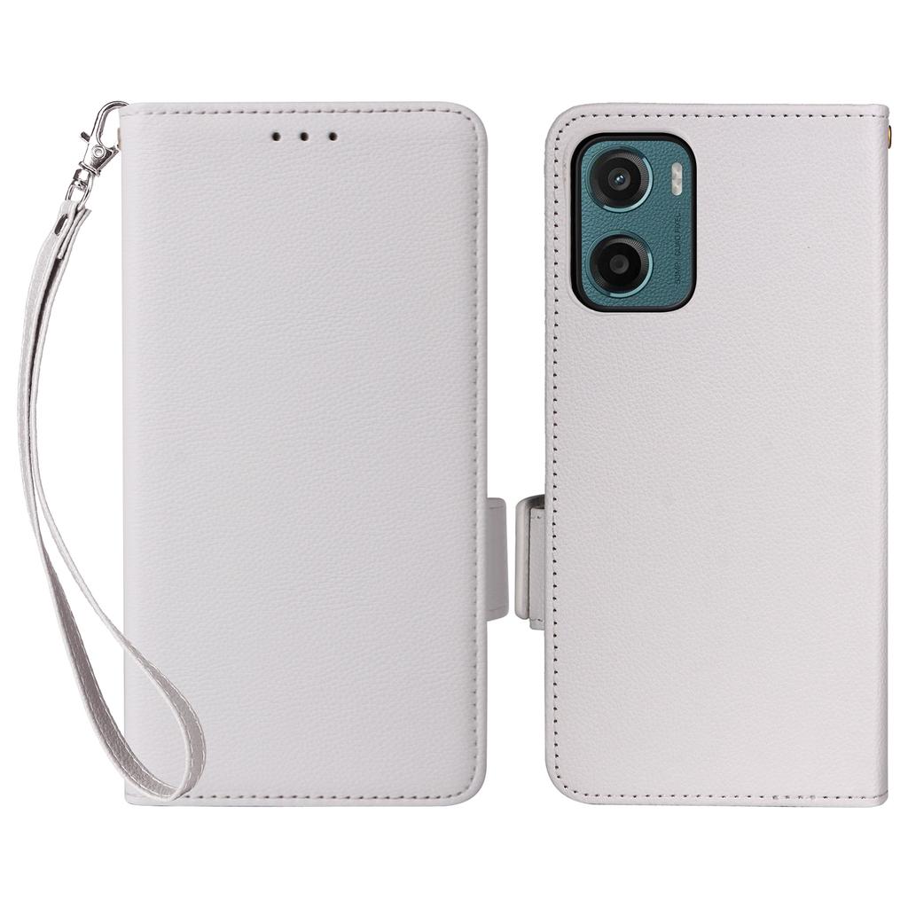 For Motorola Moto G05 4G/E15 4G Case with Wrist Strap Litchi Texture PU Leather Wallet Phone Cover