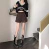 Women's Black Woolen High-Waist Booty Shorts - New 2024 Autumn/Winter Elastic A-line Wide-Leg Casual Wear