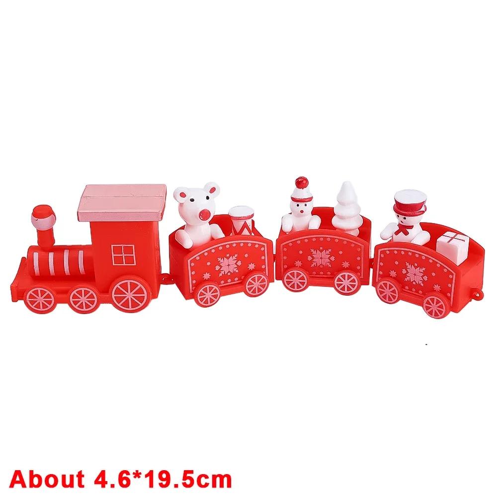 Wooden Christmas Train Ornament Plastic Mini Christmas Train Toys Festival Party Decoration Xmas Table Ornaments New Year Gifts