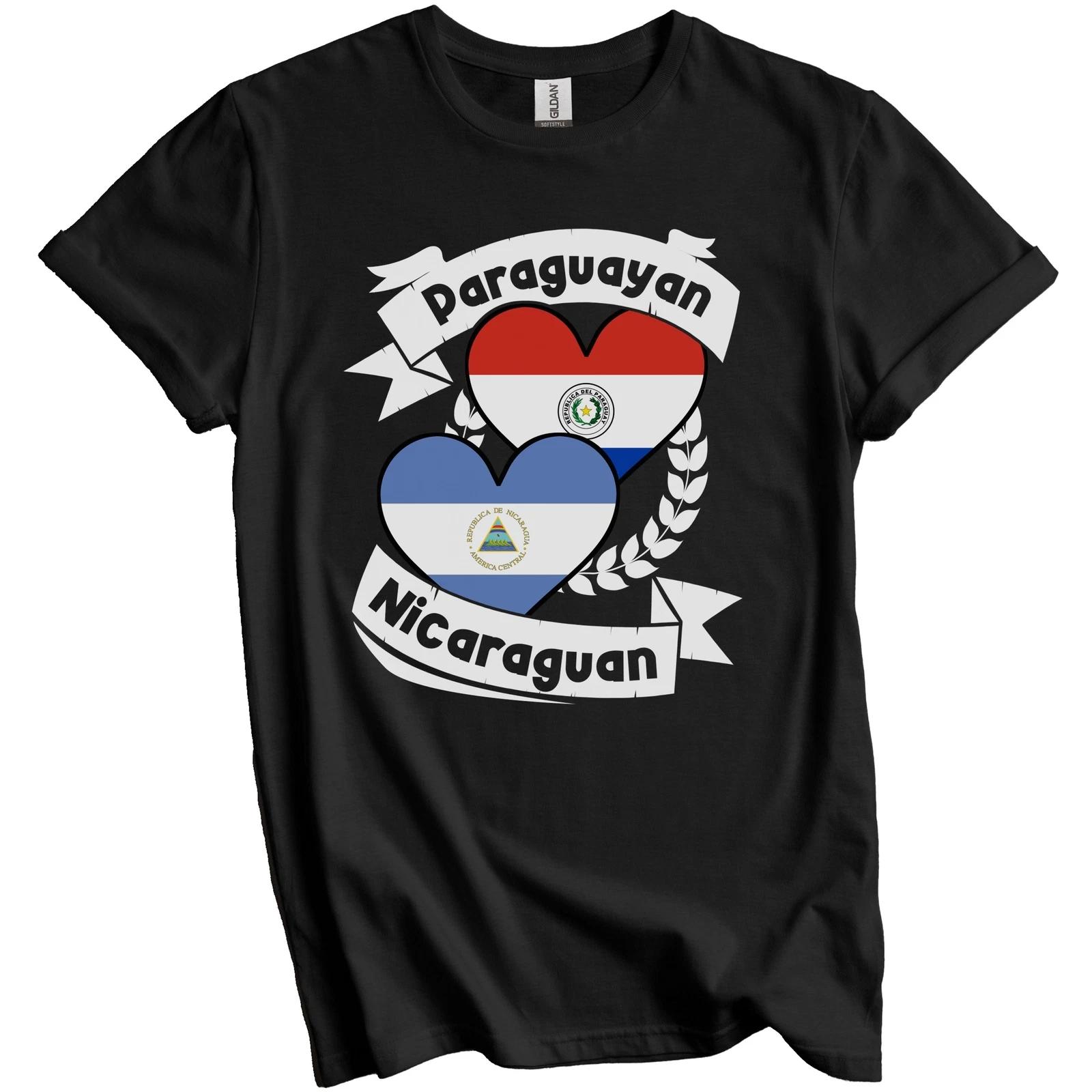 Paraguayan Nicaraguan Heart Flags Paraguay Nicaragua T-Shirt 4XL