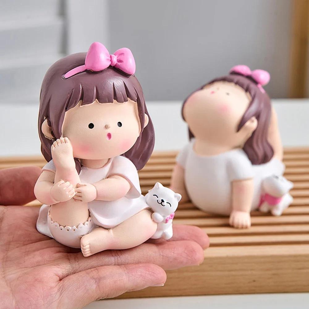 Nordic Home Decoration Cute Creative Yoga Little Girl Ornaments Room Decoration Desk Decor Lovely Accessories Girl Birthday Gift