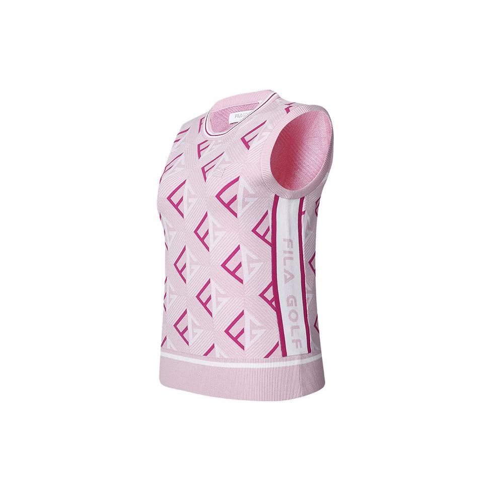 FILA Golf Series All Over Print Casual High Sensitivity Sleeveless Knit Top Women tops Light-Mist-Pink A11W415408F-PK