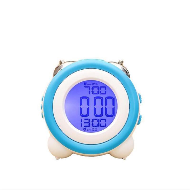 Digital Alarm Clock Time Date Display Double Bell Super Loud for Heavy Sleepers Dual Alarm Blue Backlight for Teens