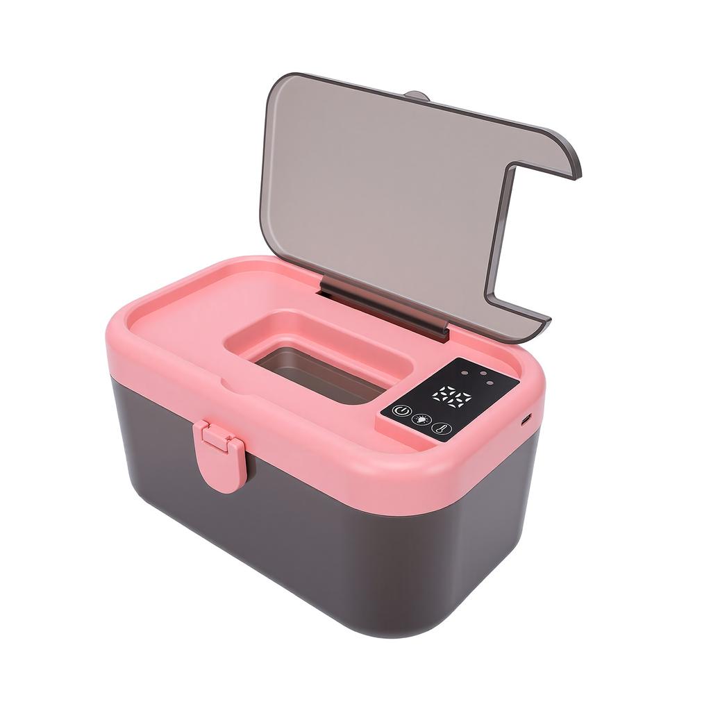 Wet Wipes Heater 3 Temperature Settings Large Capacity Wipe Warmer with Night Light for Tissue Pink