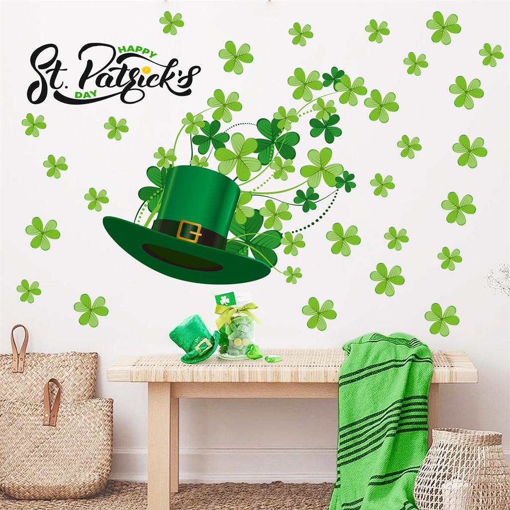 St. Patrick's Day Hat Wall Stickers Suitable for Bedroom Living Room Festive Atmosphere Decoration Stickers