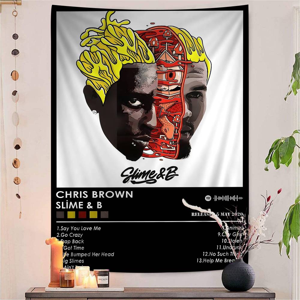 Cchris Bbrown Rapper Diy Wall Tapestry For Living Room Home Dorm Decor Wall Art Decor