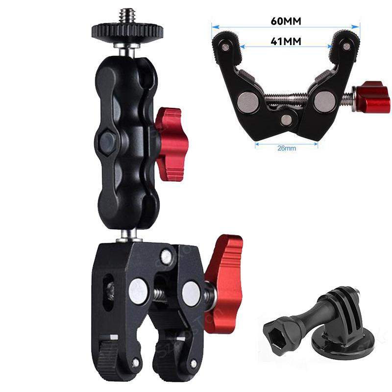 Cycling Motorcycle Clip Quick Release Magic Arm 360 Aluminum Alloy Super Clamp For Camera GoPro Insta 360 DJI Action Camera