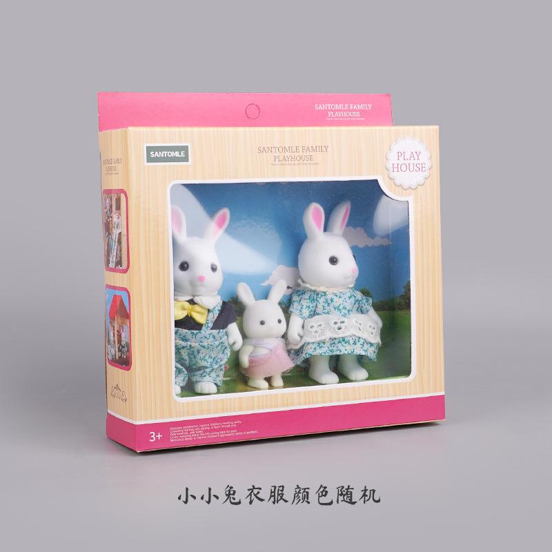 Cute Cartoon Simulation Animal Family Mini Rabbit Elephant Playing House Girl Toy Model Flocking Doll