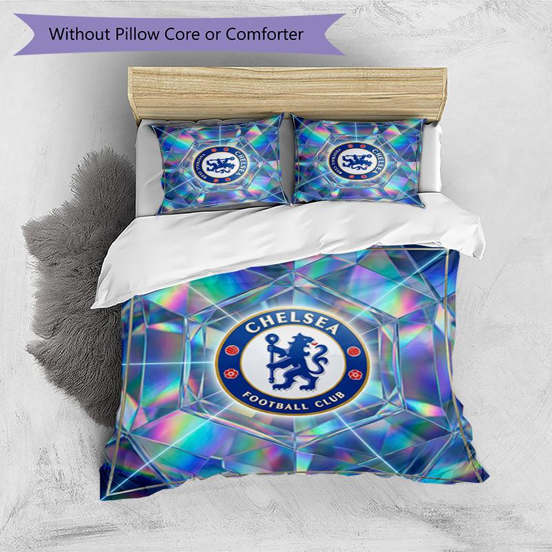 Set Lenzuola 3 Pezzi Stampato Chelsea FC Morbido Delicato sulla Pelle Lavabile Copripiumino e Federe Set Tutte le Stagioni Camera da Letto