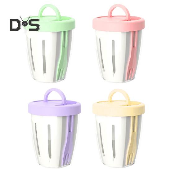 Double-layer Salad Cup Portable Fruit Container with Fork Leakproof Sealed Food Box for Picnic Outdoor Travel