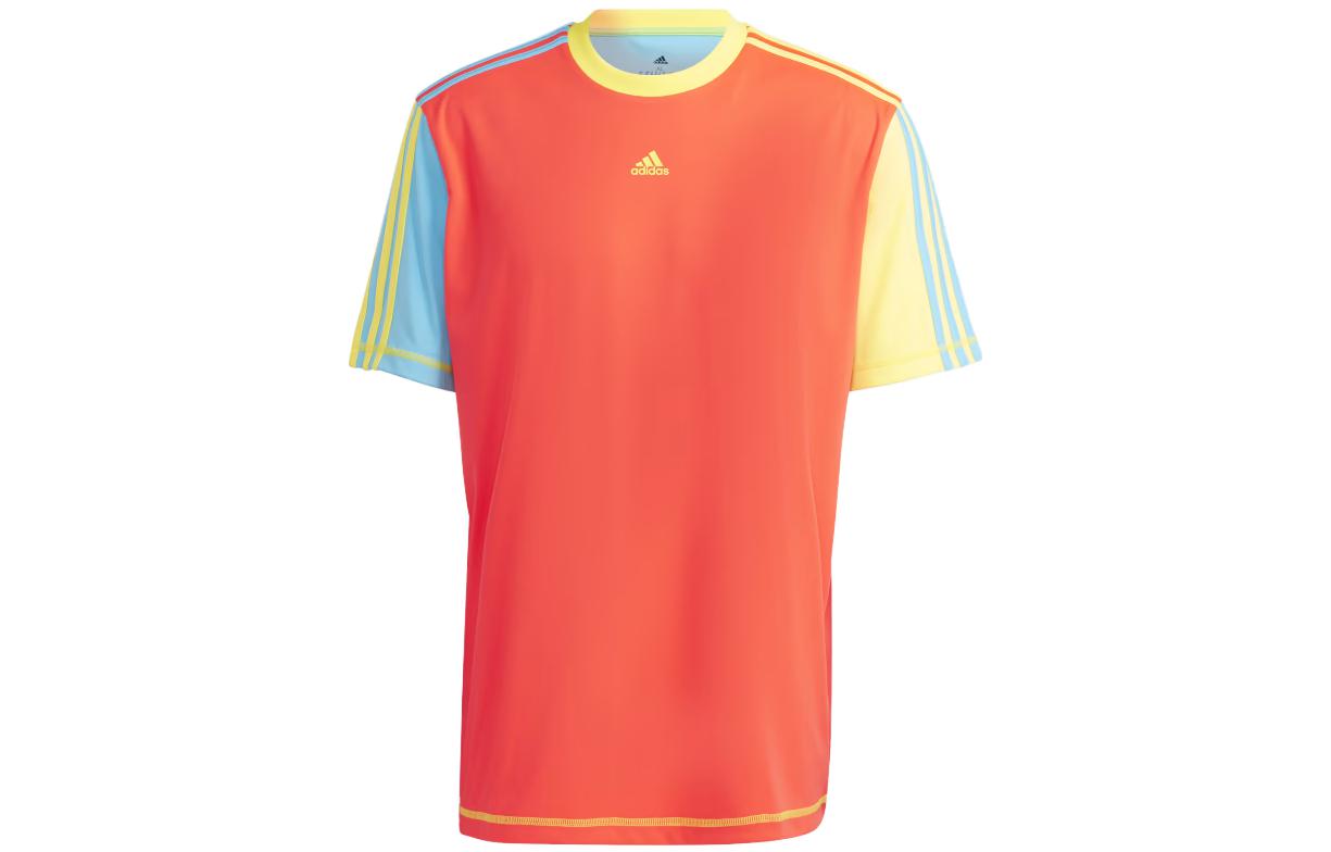 Adidas T Shirts Unisex Sun Red Crew Neck Moderate Straight Fit IK7056 S