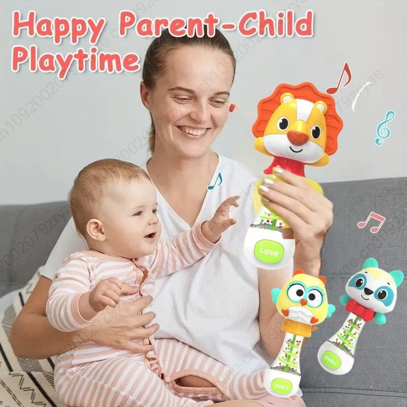 Cute Handheld Interactive Rattle Early Learning Toy for Infants, Enhans Grip & Motor Skills, Promotes Visual with Music Toy