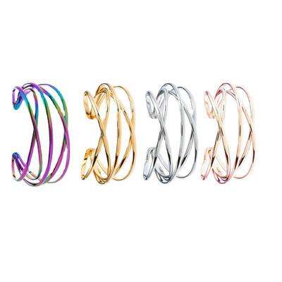 Bracciale Aperto in Metallo Intagliato Multicolore Retrò - Stile Europeo e Americano