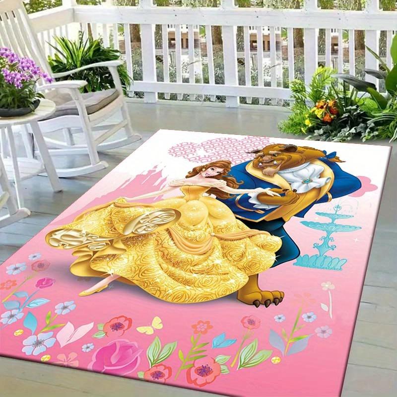 

1pc Disney Beauty and The Beast Pattern Area Rug Soft Flannel Floor Mat for Living Room, Bedroom, Kitchen, Sofa Coffee Table Floor Mat 60cm by 90cm