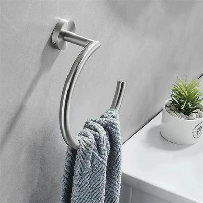 Silver Towel Ring Semi-Circular Stainless Steel Towel Ring Towel Holder Wall Mounted Towel Ring Bathroom Accessories