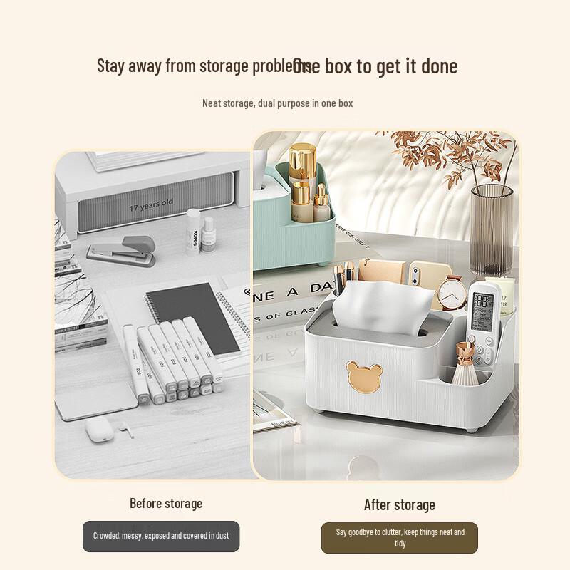 Chunhe Multi-functional Desktop Tissue Box with Remote Organizer