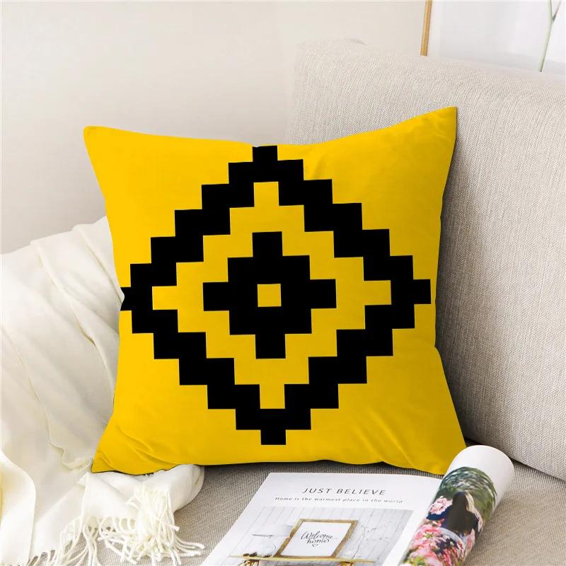 Yellow and Black Cartoon Bear Giraffe Throw Pillow Case Geometric Cushion Covers for Home Sofa Chair Decorative Pillowcases