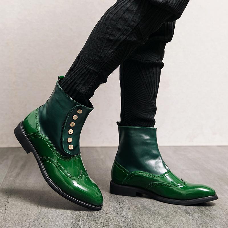 Autumn and Winter New Men's High-top Leather Shoes British Trend Casual Shoes Outdoor Extra Large Size Men's Boots
