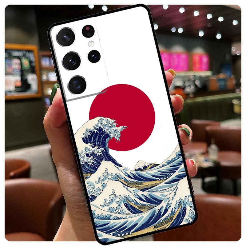 Japanese Wave Anime Dragon Phone Case For Samsung Galaxy S24 Ultra S20 S21 S22 S23 S25 Ultra S9 S10 Plus S25 FE Cover