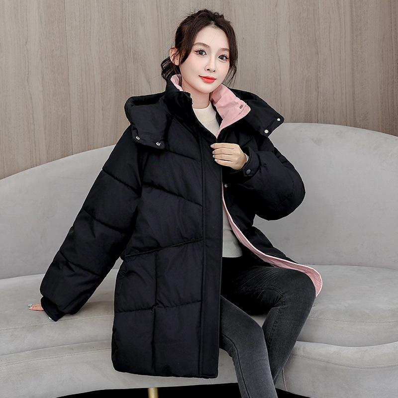 Neue Winter Kapuzenjacke Vielseitige Baumwolljacke Lockere Baumwolljacke Modische Mittellange Warme Baumwolljacke Damenjacke