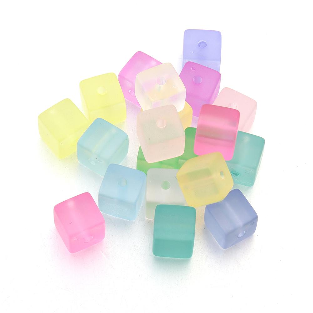 

20pcs/lot 12mm Transparent Matte Square Acrylic Beads Cube Loose Spacer Beads For Jewelry Making DIY Bracelet Necklace Keychain