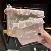 New Pink Series Mesh Bag Embroidered Large Capacity Cosmetics Bag Zipper Closure Toiletry Bag Home Travel