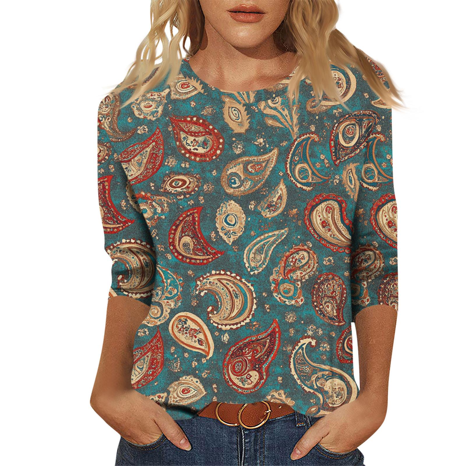 

Женский модный повседневный пуловер с рукавом семь четвертей, модный принтованный топ XL небесно-голубой