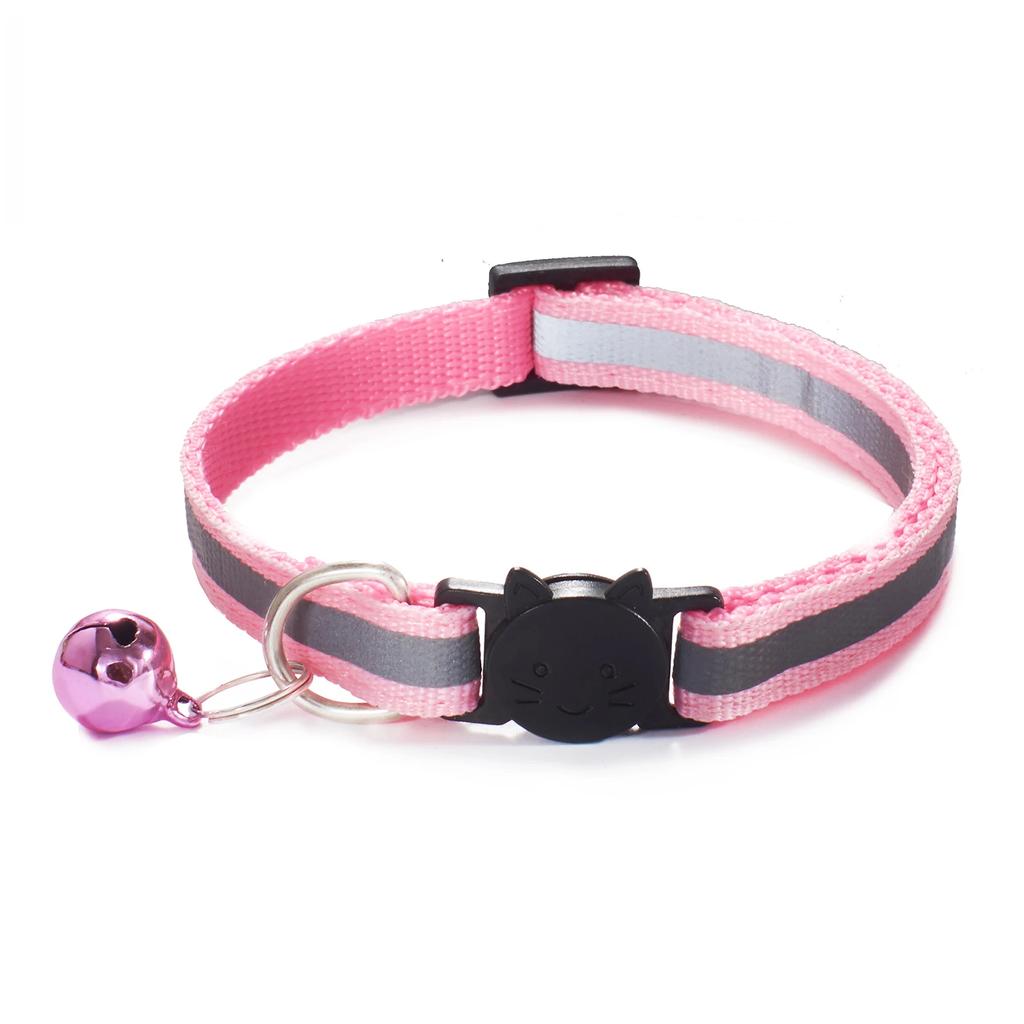 Reflective Breakaway Cat Collar Neck Ring Necklace Safety Elastic Adjustable with Bell Pet Products Kitten Collar Accessories