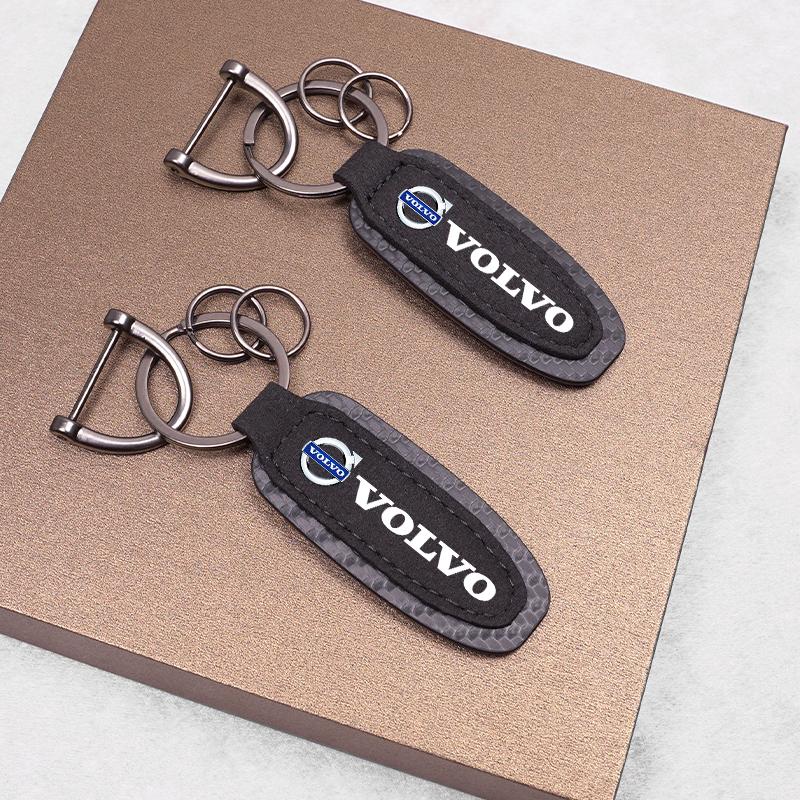 Suede Car Styling Keyring Carbon Fiber Keychain Accessories For Volvo ES90 EC40 EX40 EM90 XC90 V90 V60 XC60 V40 S80 S60 S90 C40