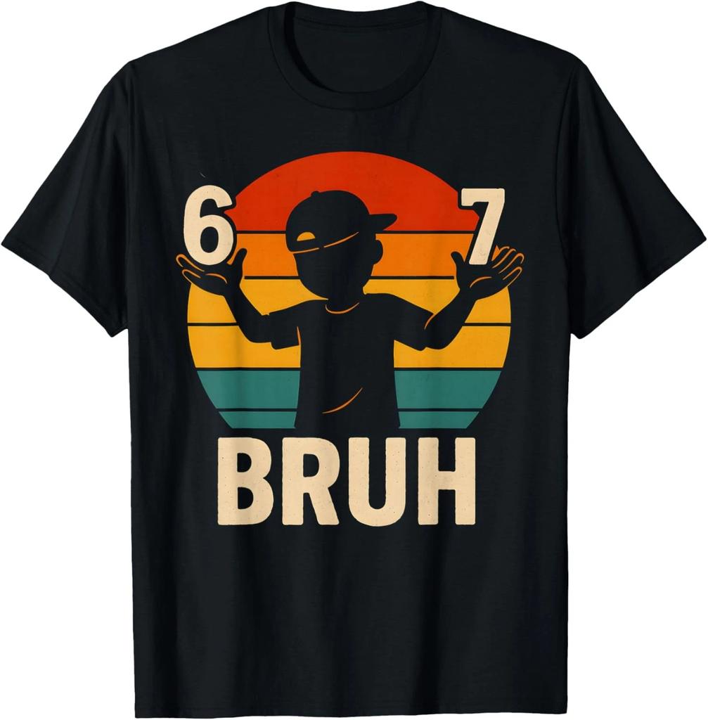 Funny Six Seven Hands Meme Design 67 Bruh Retro Unisex T-Shirt