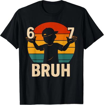 Funny Six Seven Hands Meme Design 67 Bruh Retro  Unisex T-Shirt