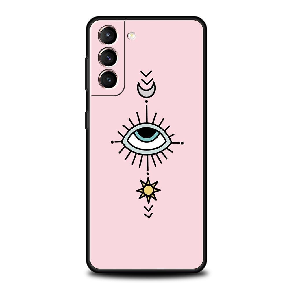 Phone Case For Samsung Galaxy S23 S22 Ultra S20 S21 FE 5G S10 S9 Plus S10E S8 Note 20 Black Cover Lucky Eye Blue Evil Eye Print