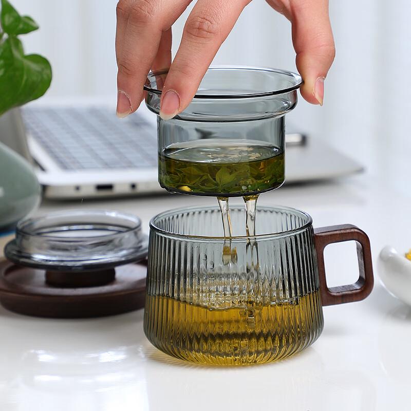 Wutuo Heat-Resistant Glass Tea Cup with Filter & Lid
