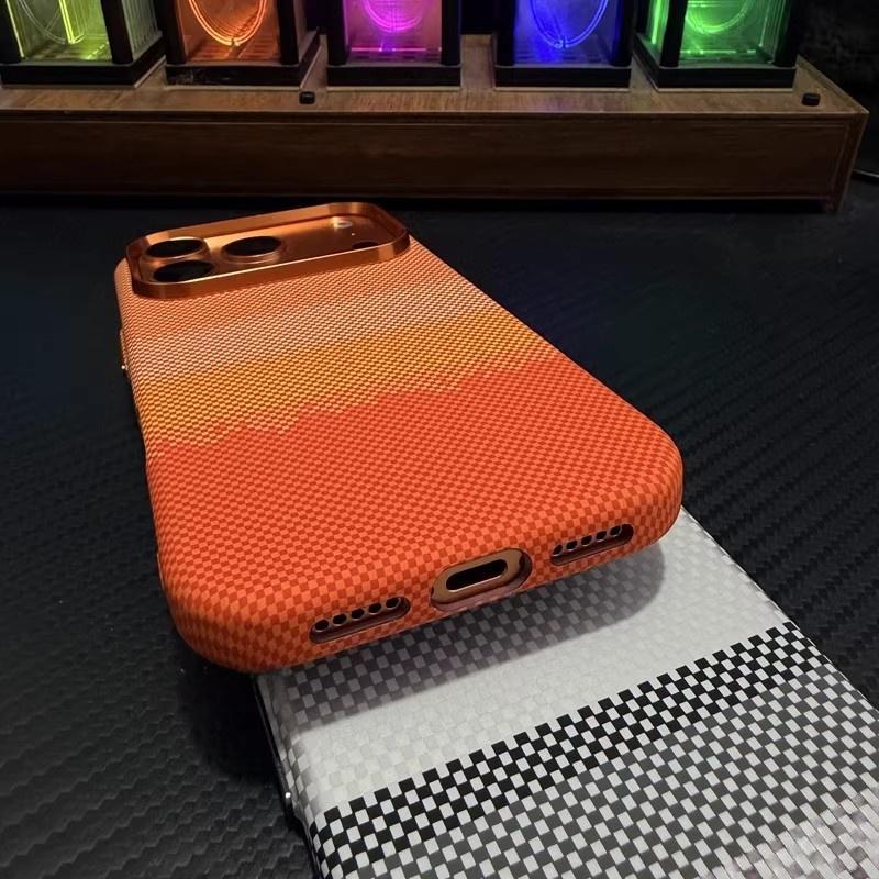 Apple 17PROMAX Orange Sunset Kevlar Magnetic Phone Case for iPhone16 Premium Case 15