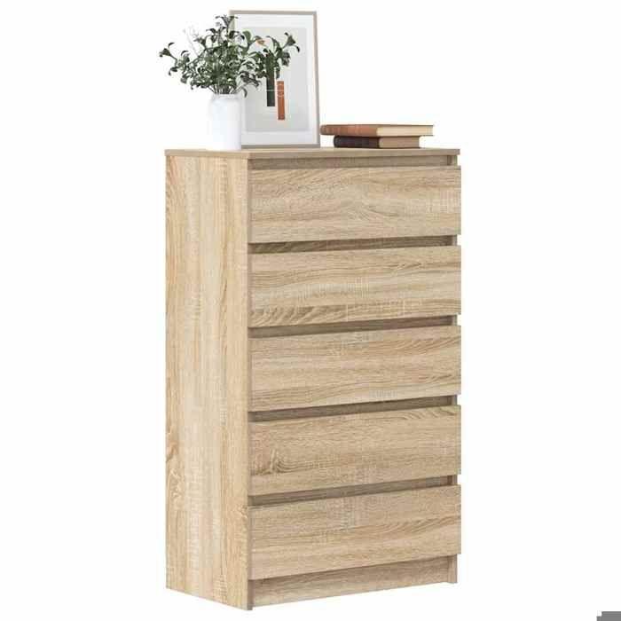 Commode Armoire de chambre - mango - chêne sonoma - 60x36x103 cm - Bois d'ingénierie M121