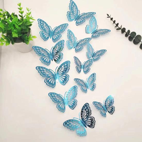 12 Pcs 3D Butterfly Wall Decor 3 Sizes Butterfly Wall Decals for Room Wall Decor Self-Adhesive Removable Stickers for Party