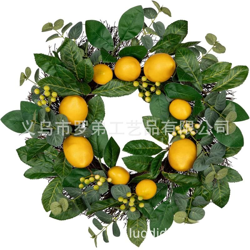 Artificial Lemon Peony Wreath Wall Hanging Decor Door Home Festival Party Decoration