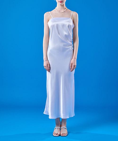 KOLEAT Summer Shirred Maxi Slim Silk Sleeveless Dress [Ivory] Layered Dress Ver.