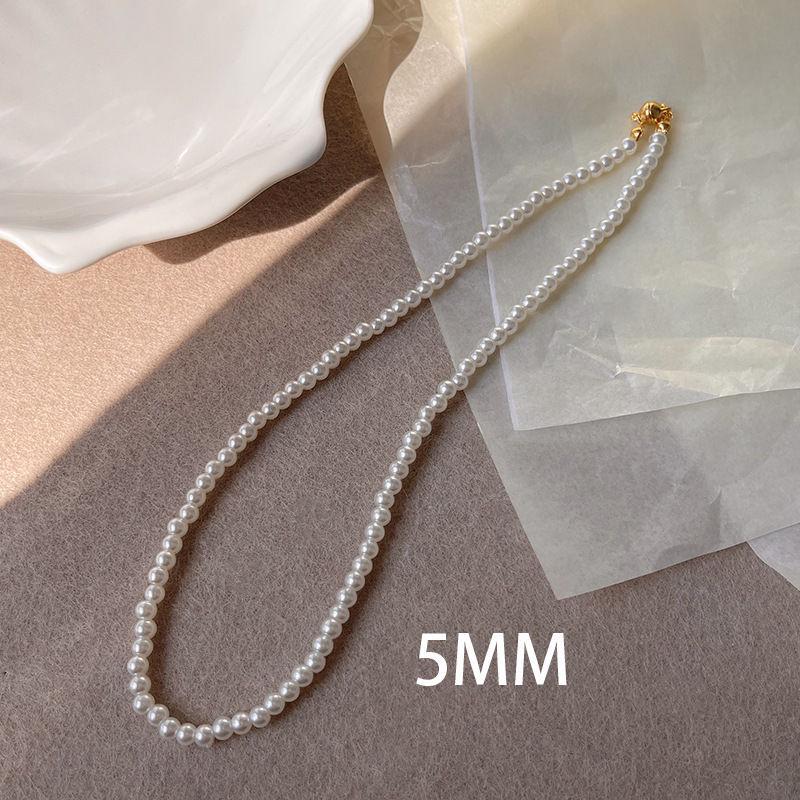 Elegant French Layered Pearl Necklace - Women's High-End Versatile Clavicle Chain, Simple Retro Style