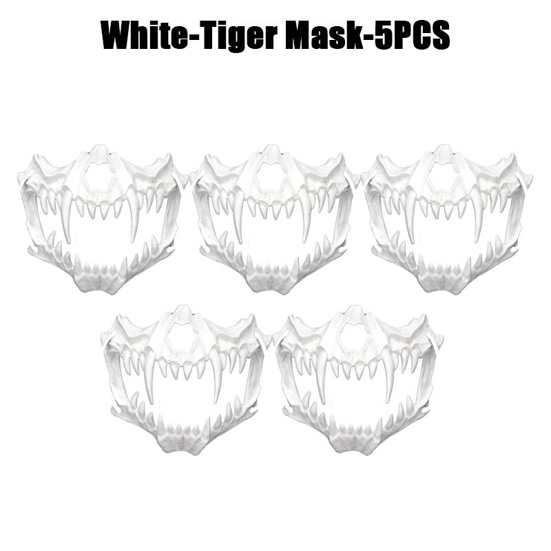 Halbgesichts Totenkopfmaske Dämon Skelett Wolf Drache Tiger Cosplay Halloween Party Requisite Lange Zähne Kopfbedeckung für Erwachsenen Rollenspiel